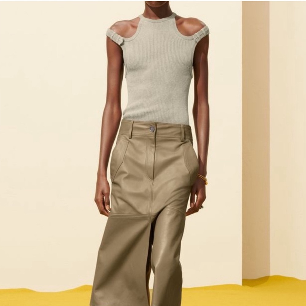 Zara SRPLS Double Strap Linen Blend Knit Tank Top